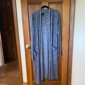 Navy Long Open Cardigan